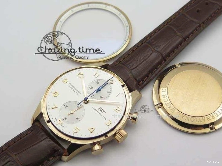 MIROTIME 0418 Portuguese Chrono RG IW371480 ZF 1:1 Best Edition White Dial On Brown Leather Strap A7750 V HighPerformance 7266